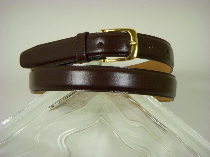 Paul Lawrence 8239 100% leather Boy's Belt - Shiny glazed leather - Burgundy, Gold Buckle