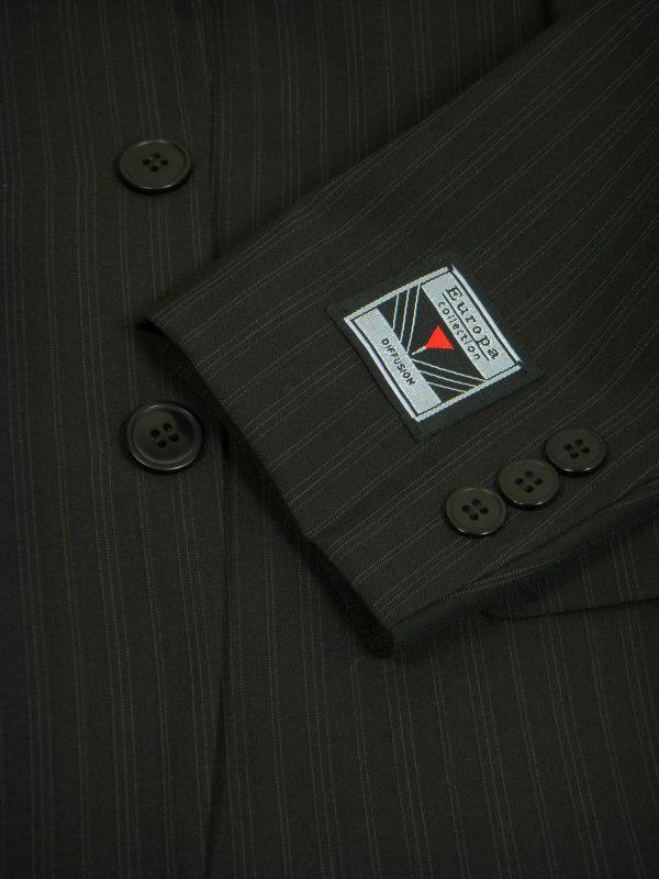 Europa 8341 55% Polyester/ 45% Wool Boy's Suit - Stripe - Smokey Black