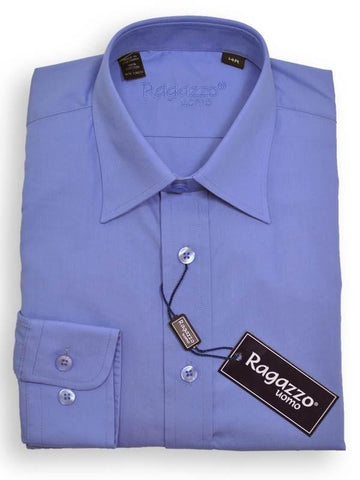 Ragazzo 8668 100% Cotton Boy's Dress Shirt - Solid Broadcloth - French Blue