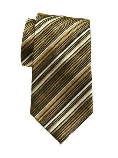 Heritage House 8711 Black/Gold/Tan Boy's Tie - Stripe - 100% Woven Silk, Wool Blend Lining