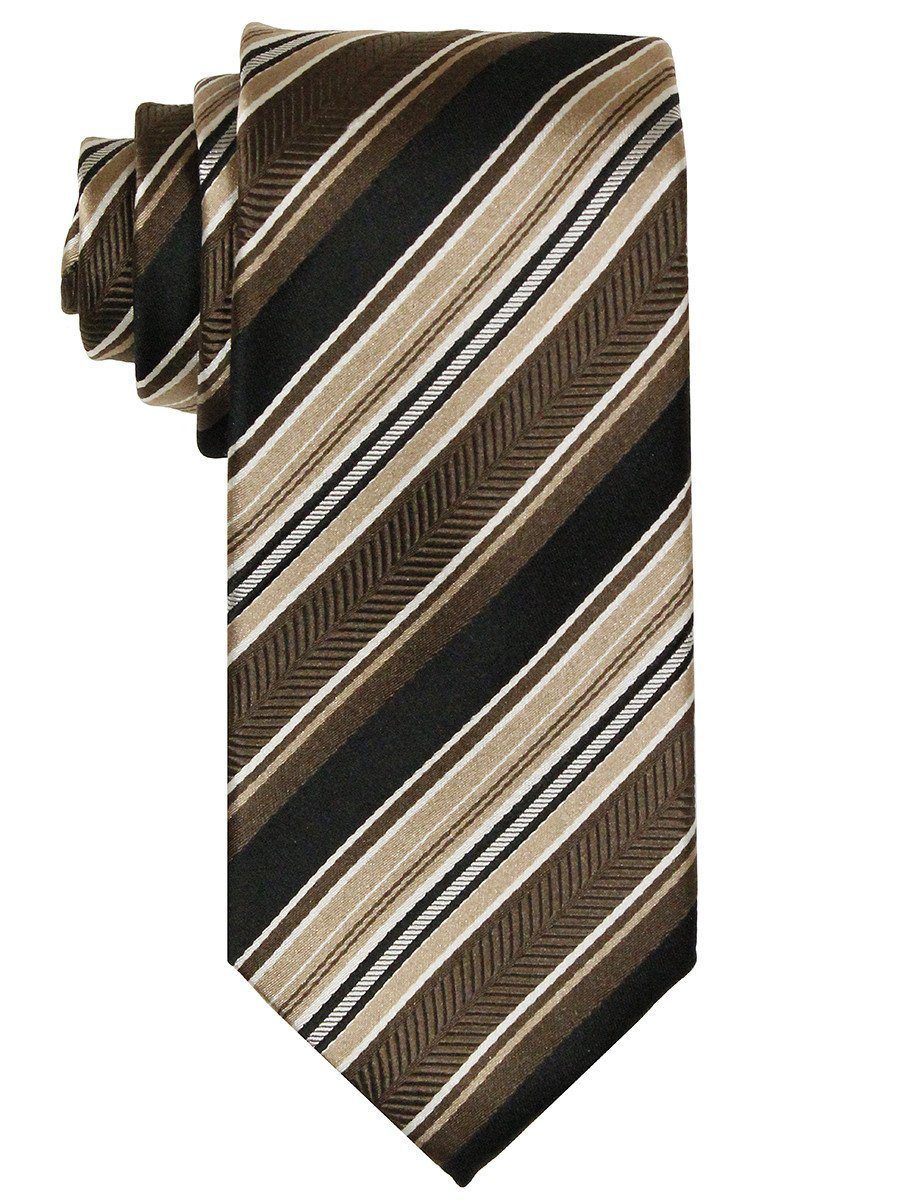 Heritage House 8939 Black/Gold Boy's Tie - Stripe - 100% Woven Silk, Wool Blend Lining
