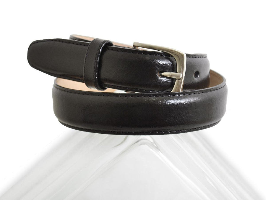 Paul Lawrence 8980 100% leather Boy's Belt - Shiny glazed leather - Black, Silver Buckle