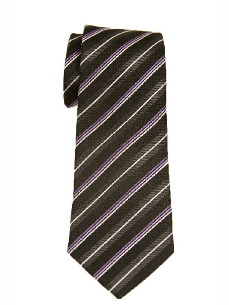 Heritage House 9230 Black/Purple Boy's Tie - Stripe - 100% Woven Silk, Wool Blend Lining