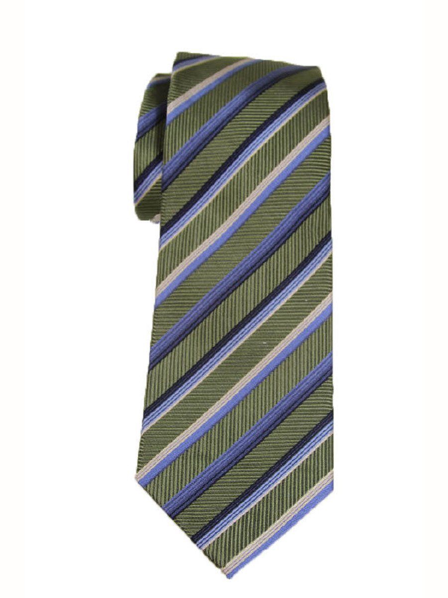 Heritage House 9237 Green/Blue Boy's Tie - Stripe - 100% Woven Silk, Wool Blend Lining
