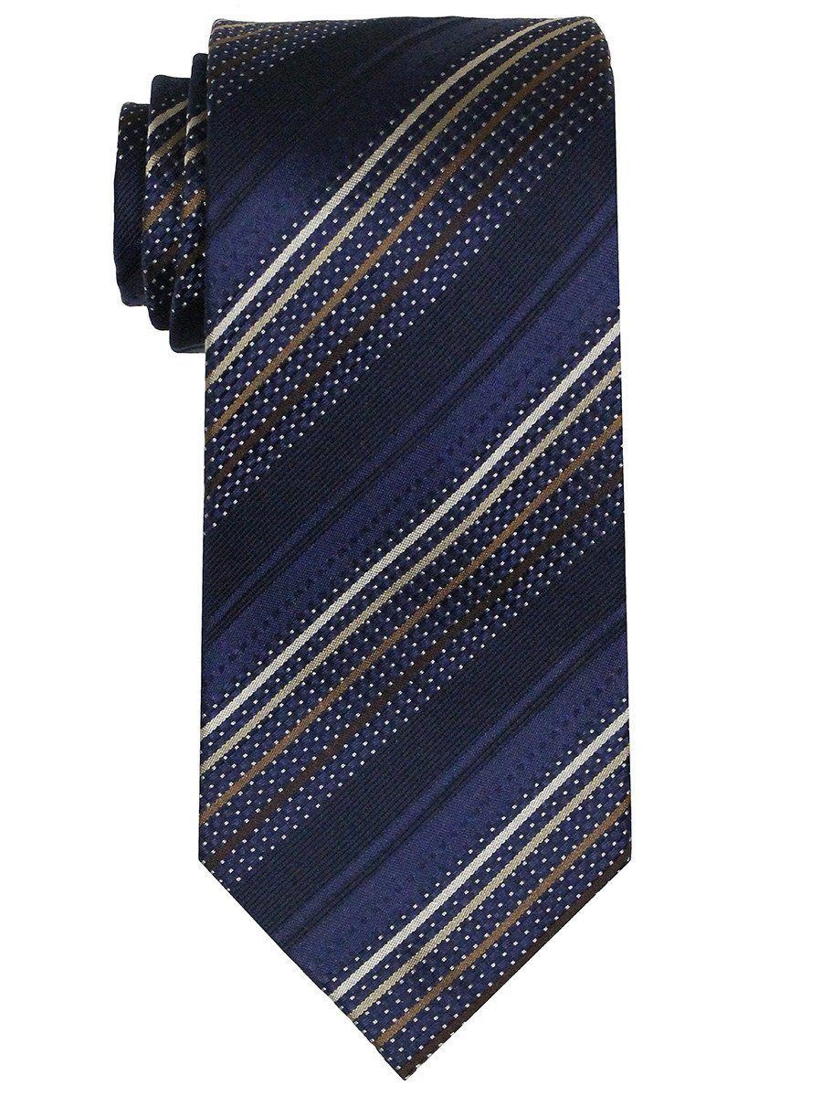 Heritage House 9238 Navy/Khaki Boy's Tie - Stripe - 100% Woven Silk, Wool Blend Lining