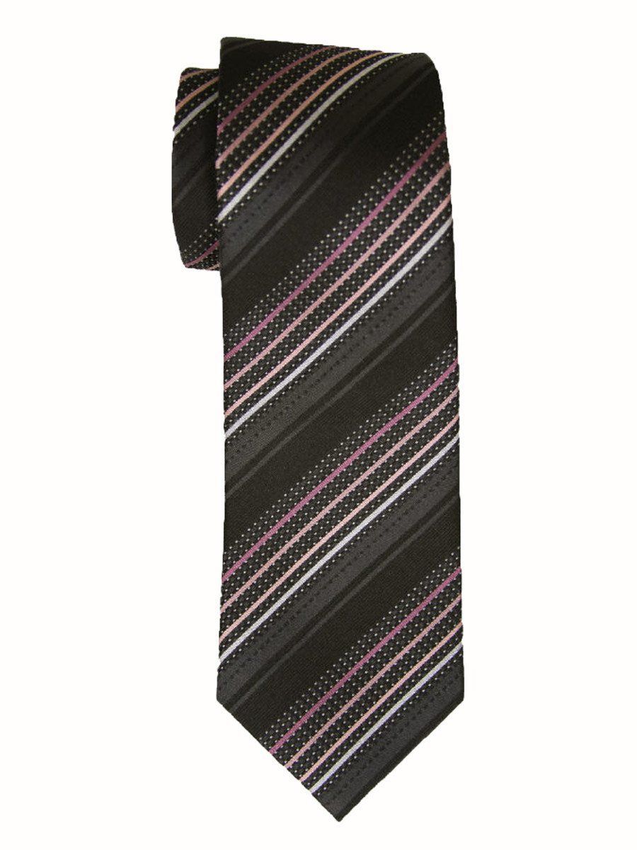 Heritage House 9239 Black/Pink Boy's Tie - Stripe - 100% Woven Silk, Wool Blend Lining