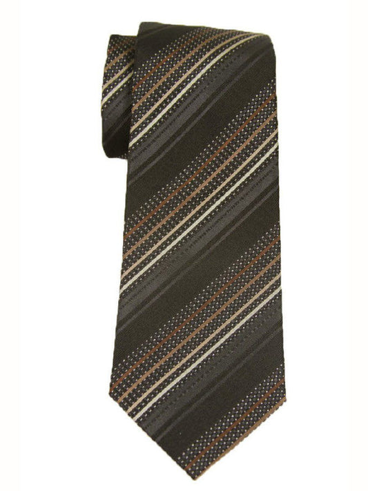 Heritage House 9240 Black/Khaki Boy's Tie - Stripe - 100% Woven Silk, Wool Blend Lining