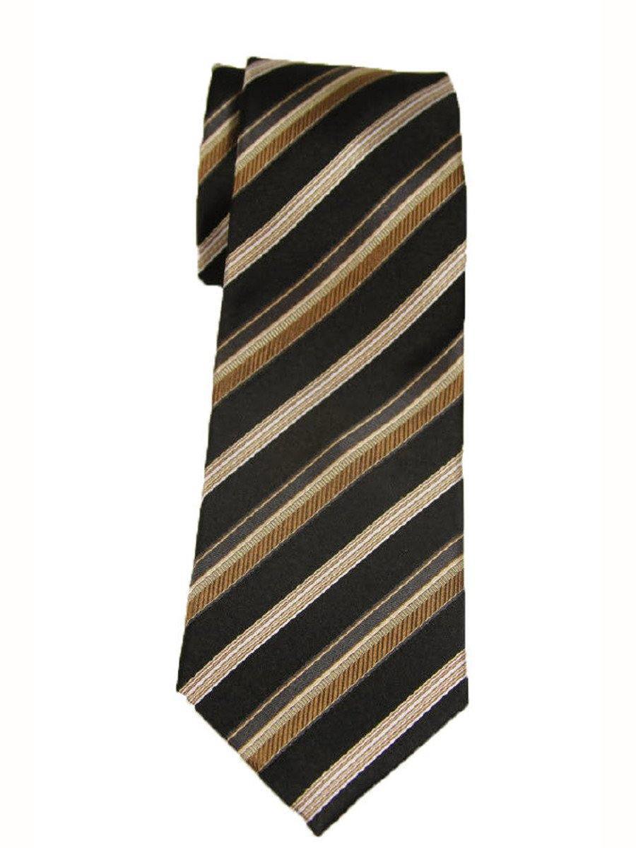 Heritage House 9247 Black/Khaki Boy's Tie - Stripe - 100% Woven Silk, Wool Blend Lining