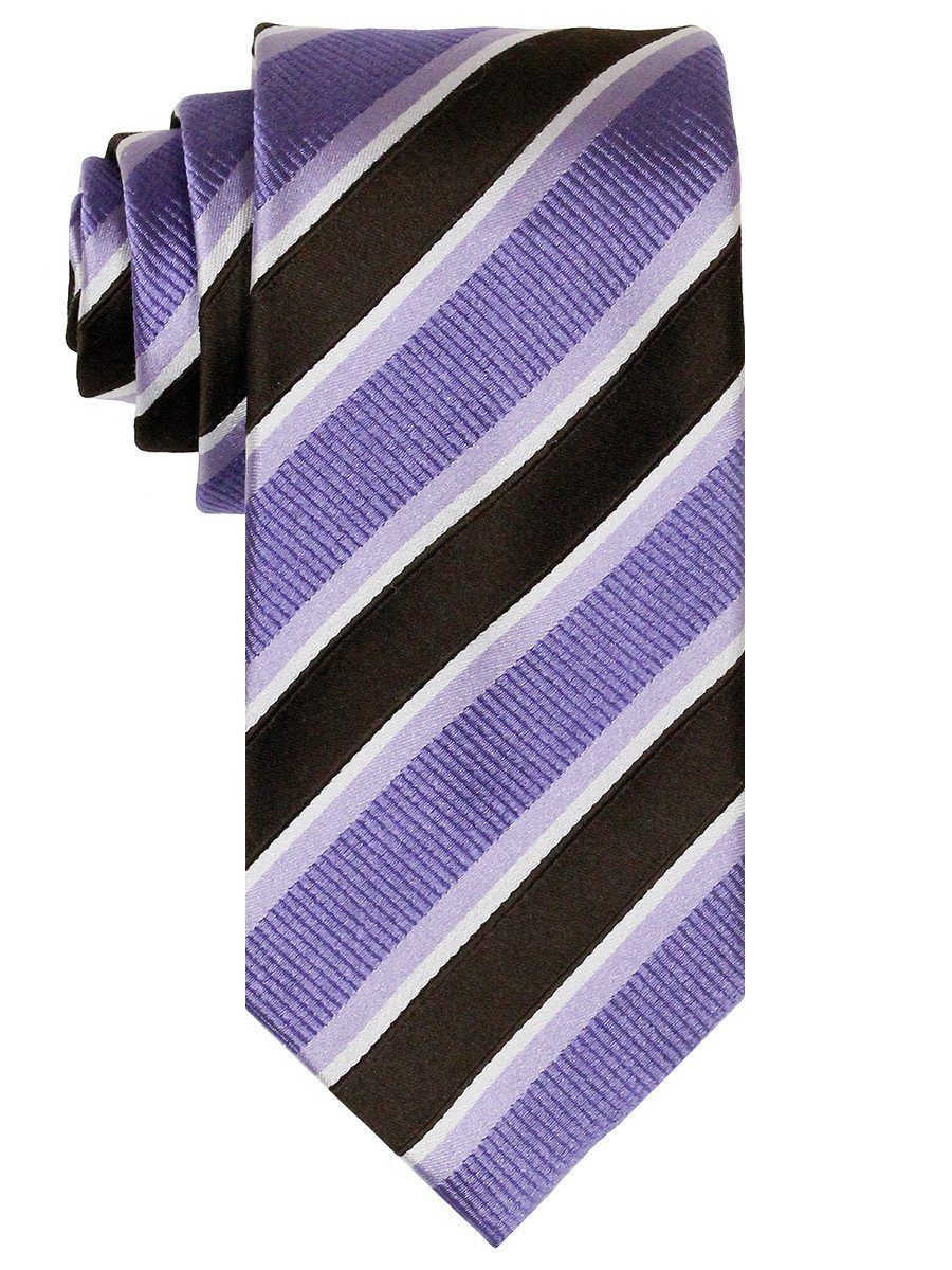 Heritage House 9250 Brown/Purple Boy's Tie - Stripe - 100% Woven Silk, Wool Blend Lining