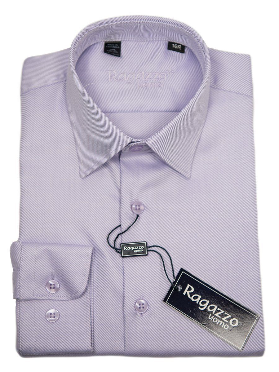 Ragazzo 9382 Lavender Boy's Dress Shirt - Tonal Diagonal Weave - 100% Cotton