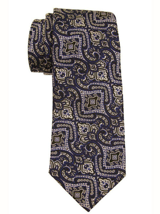 Heritage House 9878 Blue/Silver Boy's Tie - Paisley - 100% Woven Silk, Wool Blend Lining