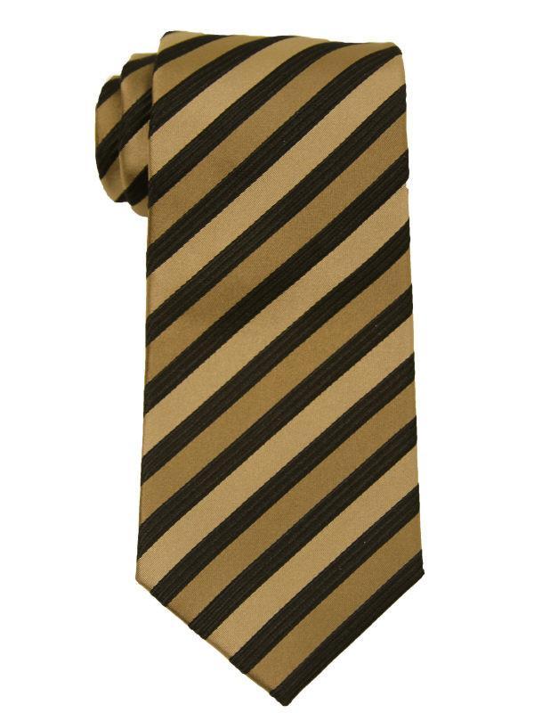 Heritage House 9890 Black/Khaki Boy's Tie - Stripe - 100% Woven Silk, Wool blend lining
