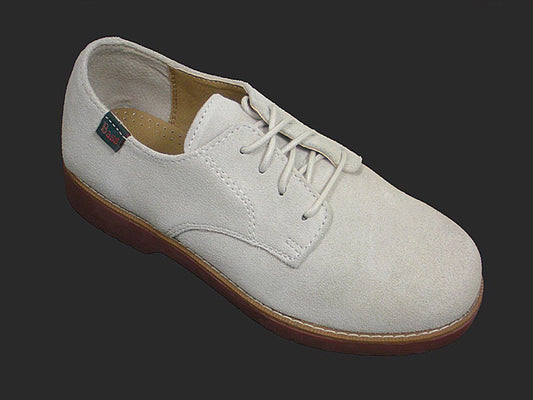 Bass 5183 100% Suede Leather Upper Boy's Shoe - Nu-buck - White