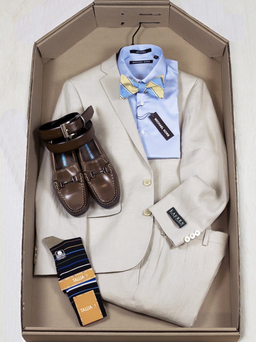 Complete Tan Linen Suit Outfit 24808 Boys Suit Bundle Michael Kors 