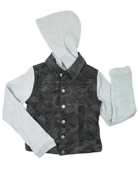 DL1961 30262 Boy's Denim Jacket - Grey - Camo - Hoodie