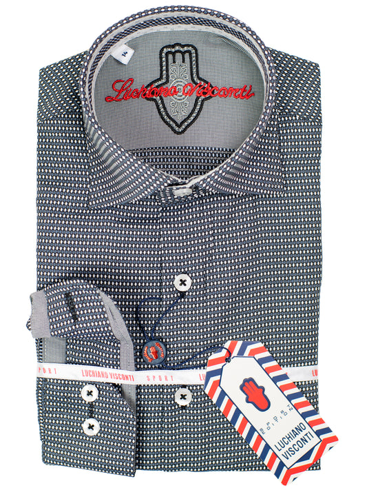 Luchiano Visconti Boy's Sport Shirt 30600 - Neat - Black/White