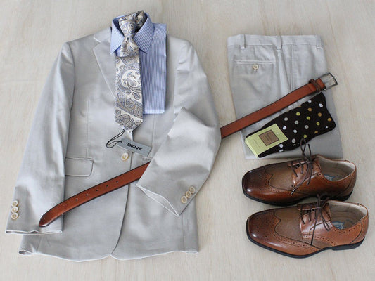 Complete Tan Suit Outfit 22268 Boys Suit Bundle DKNY 